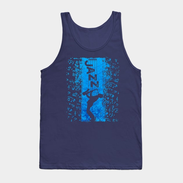 Jazz Musician Saxophonist Music Sheet Notes Blue Shades Tank Top by Designs by Romeo